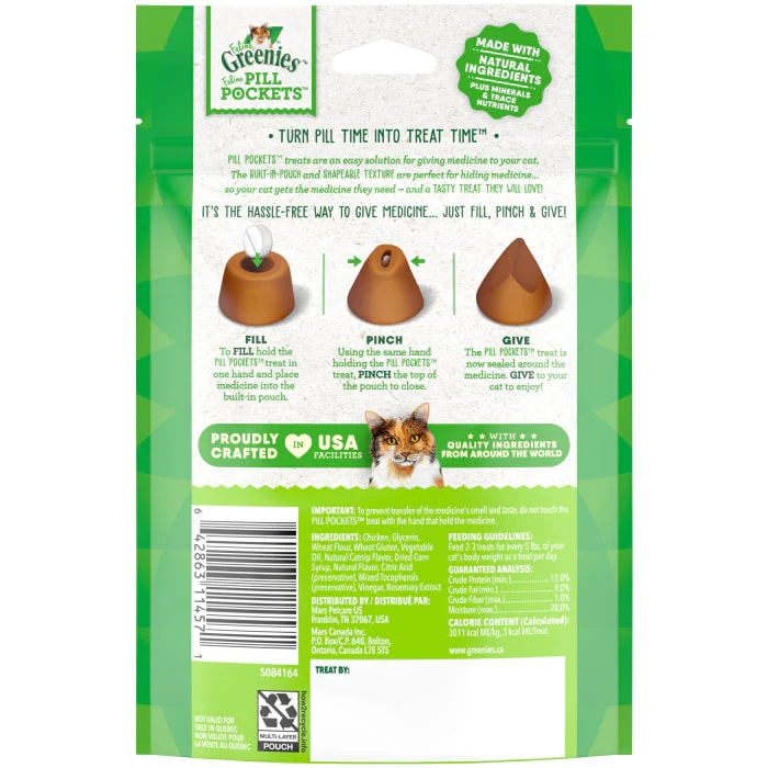 FELINE GREENIES PILL POCKETS for Cats Natural Soft Cat Treats, Catnip Flavor, 1.6 oz. Pack (45 Treats) - Image 3