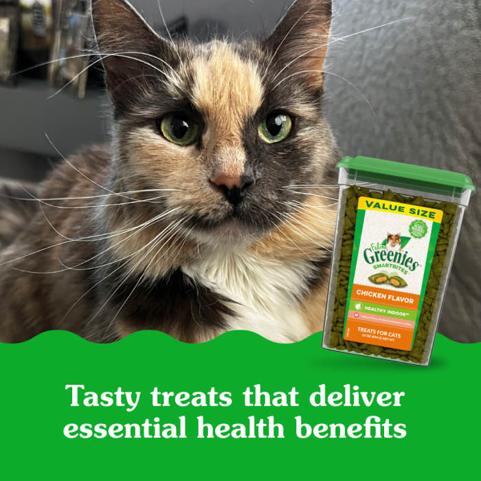 FELINE GREENIES SMARTBITES HEALTHY INDOOR Natural Treats for Cats, Chicken Flavor, 16 oz. Tub - Image 5