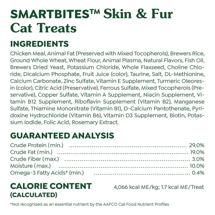 FELINE GREENIES SMARTBITES Skin & Fur Health Crunchy and Soft Textured Adult Natural Cat Treats, Chicken Flavor, 16 oz. Tub - Image 7