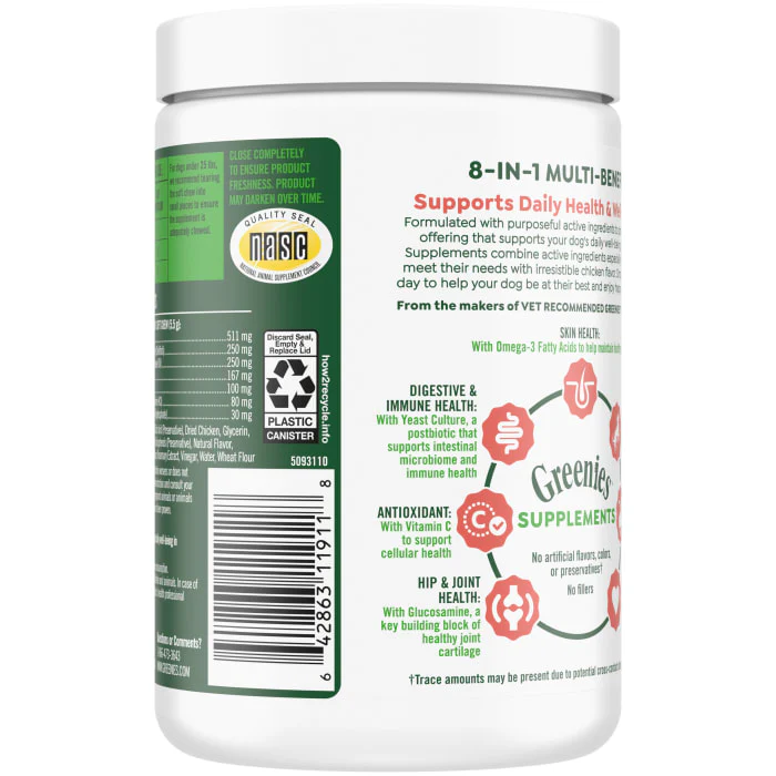 Greenies Dog Supplements 8-in-1 Multi-Benefit Chicken Flavor, 15.5 oz. Container of 80 ct. Chews - Image 3