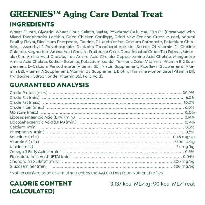GREENIES Aging Care Regular Natural Dog Dental Care Chews Oral Health Dog Treats, 27 oz. Pack (27 Treats) - Image 8
