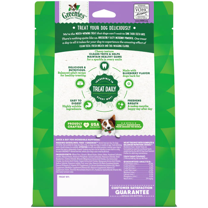 GREENIES Regular Natural Dog Dental Care Chews Oral Health Dog Treats Blueberry Flavor, 12 oz. Pack (12 Treats) - Image 3
