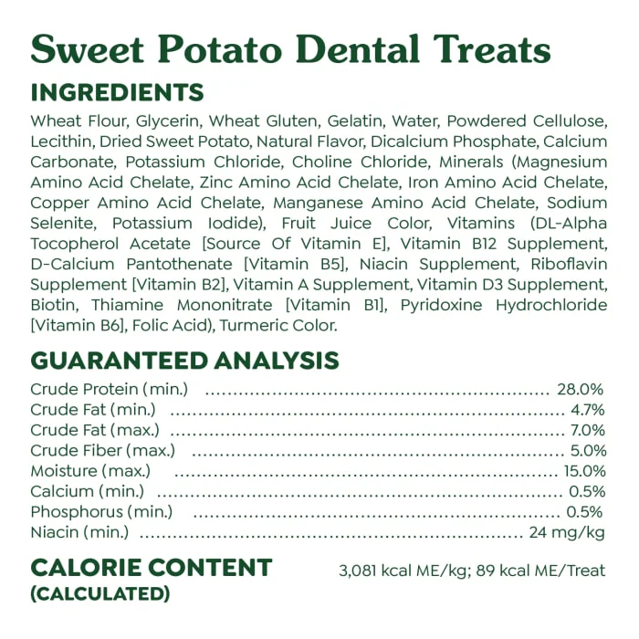 GREENIES Regular Natural Dog Dental Treats, Sweet Potato Flavor, 12 oz. Pack (12 Treats) - Image 8